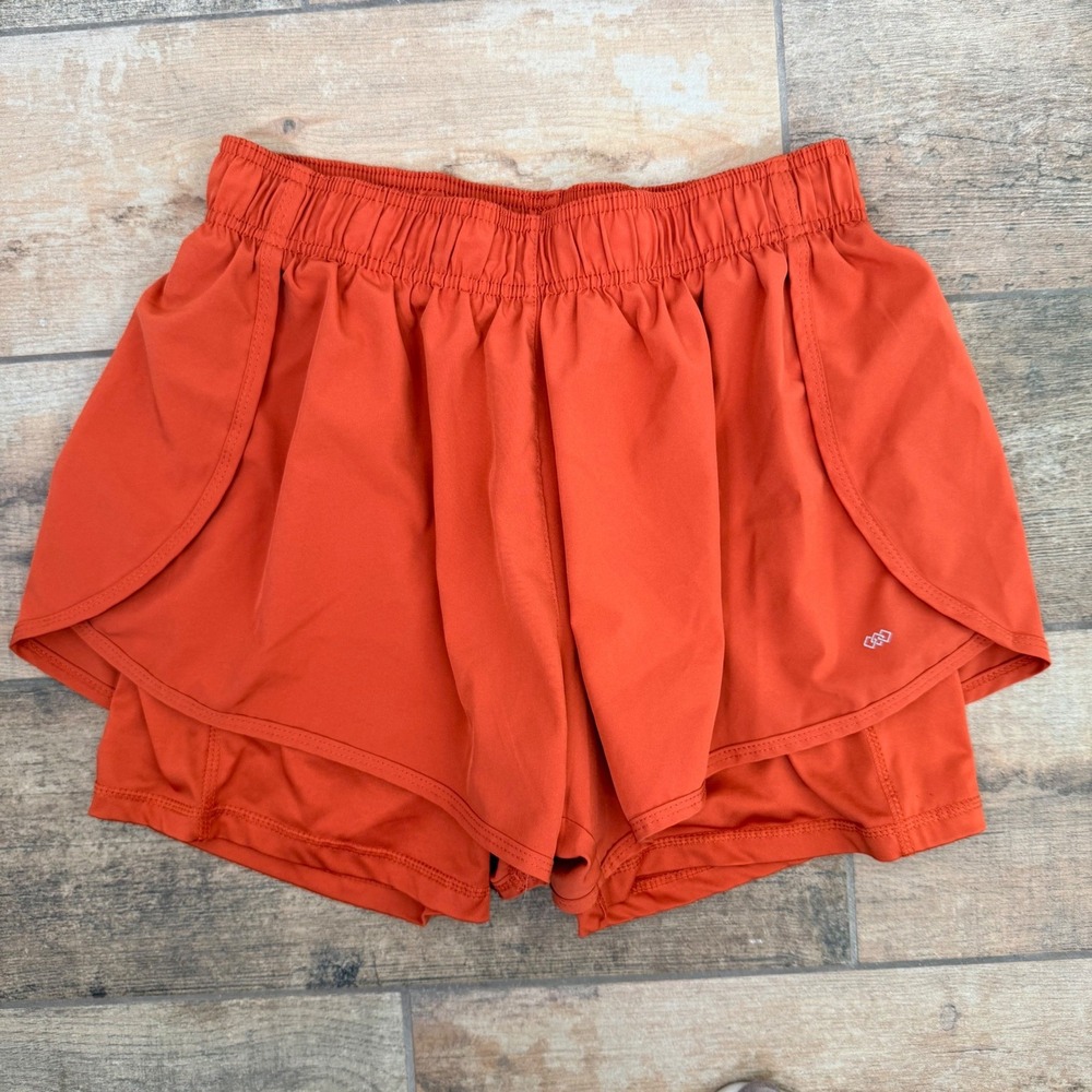 LEG3ND Womens XL Orange 2-in-1 Running Shorts Athletic Gym Activewear
